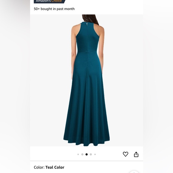 Long formal dress, size medium, teal color, only wore once - Picture 2 of 6